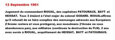  13 Septembre 1961
----
Commandant RIOUAL
Capitaine PATOURAUX
Capitaine BAYT
Capitaine HEISSAT
