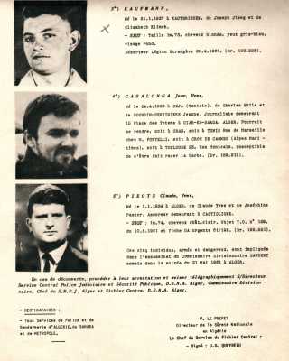  FICHE de RECHERCHE
---- 
Walter KAUFMANN
Jean CASALONGA 
Claude PIEGTS
