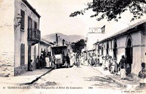 2356- Teniet-El-Haad - Rue Margueritte et Hotel du Commerce - 1911