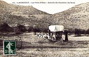 Laghouat - Prise d'eau - Arrivee du Courrier du Nord - 1914