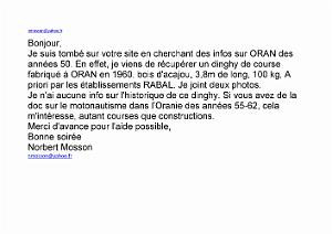 DINGHY DE COURSE 1960 CONSTRUCTEUR RABAL ORAN (1)